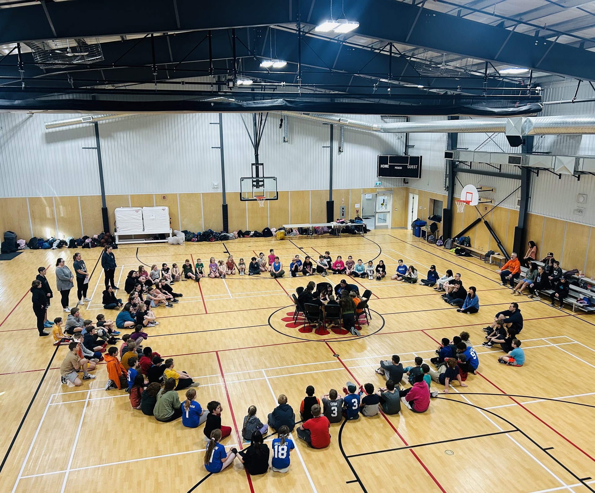 Opening Drum Circle at Basketball Camp